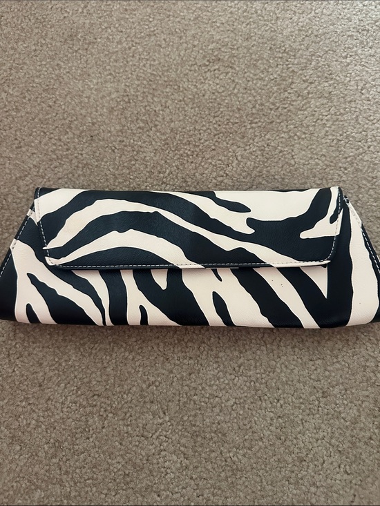 Handbags - Zebra Print Black and White Clutch Bag